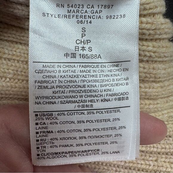 GAP Designed & Crafted Cable Knit Sweater Tan Wool Blend Women’s Small - Picture 7 of 7